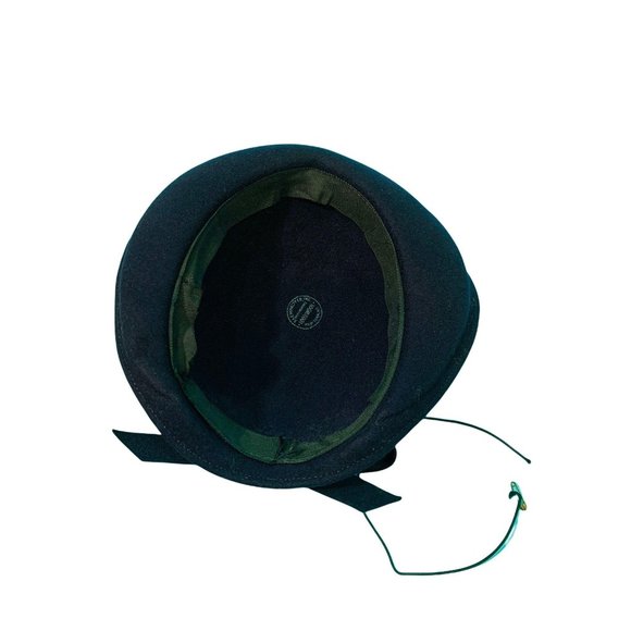 Vintage 1950s Wool Beret Navy Blue Bow Hat - Picture 3 of 10